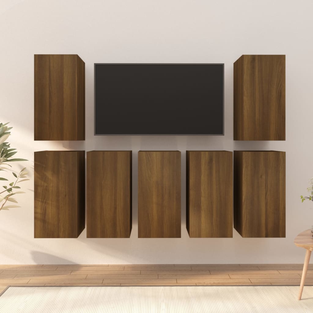 vidaXL TV skrinky 7 ks hnedý dub 30,5x30x60 cm spracované drevo