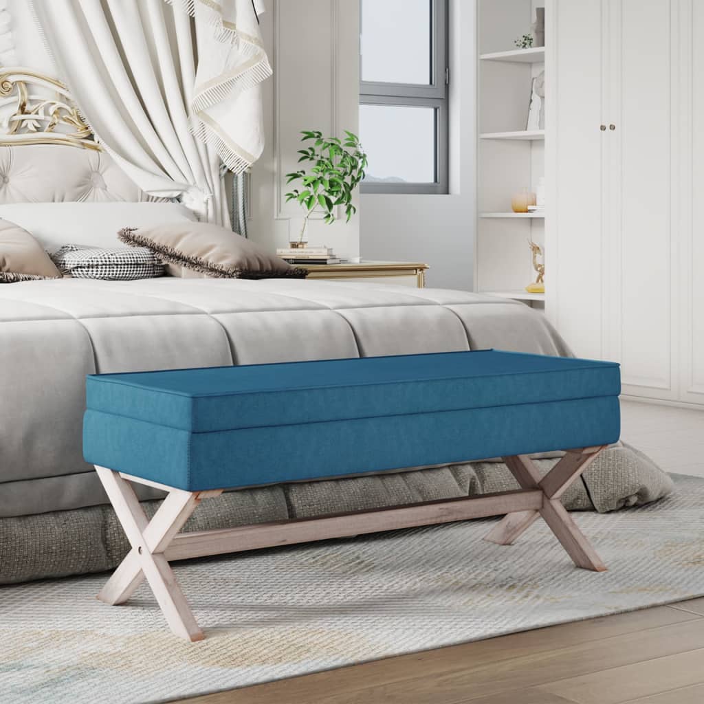 vidaXL Úložná taburetka modrá 110x45x49 cm zamat
