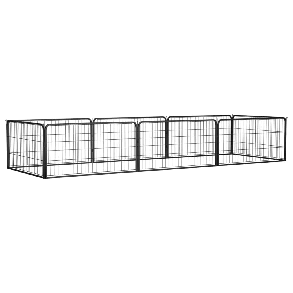 vidaXL Ohrádka pre psov 8 panelov čierna 100x50 cm práškovaná oceľ