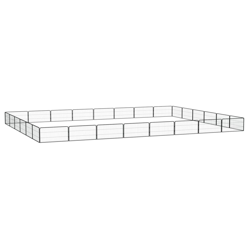 vidaXL Ohrádka pre psov 28 panelov čierna 100x50 cm práškovaná oceľ