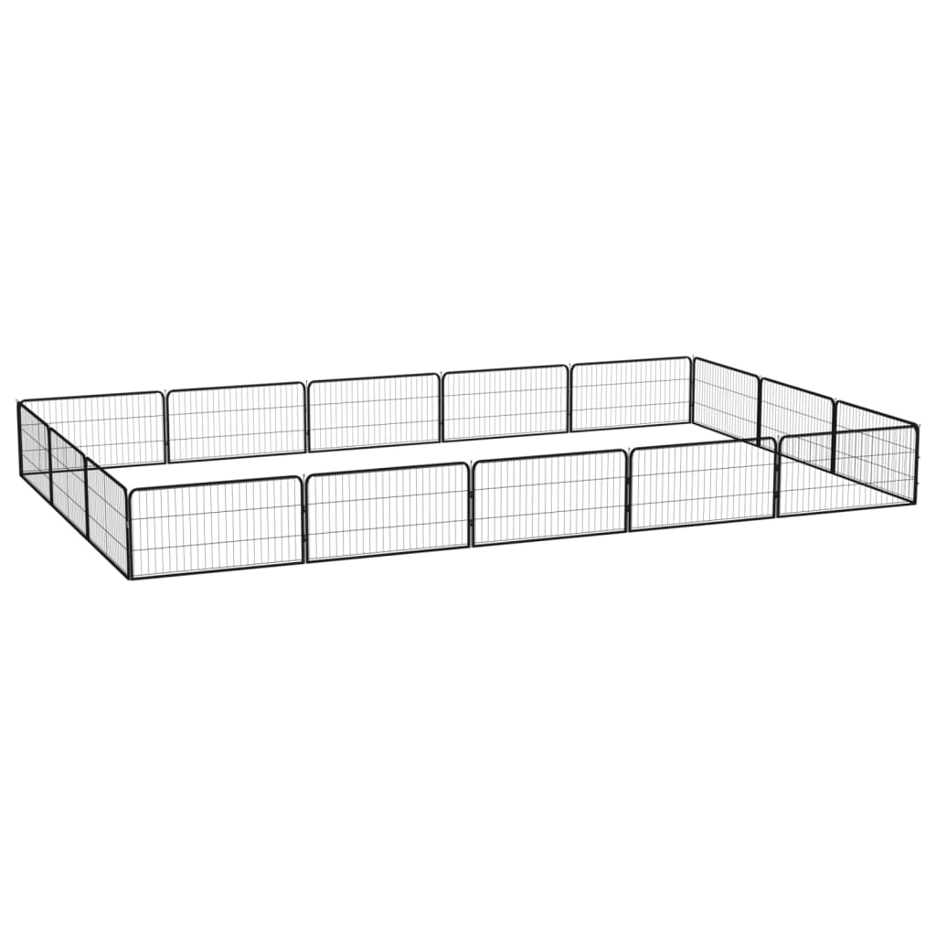 vidaXL Ohrádka pre psov 16 panelov čierna 100x50 cm práškovaná oceľ