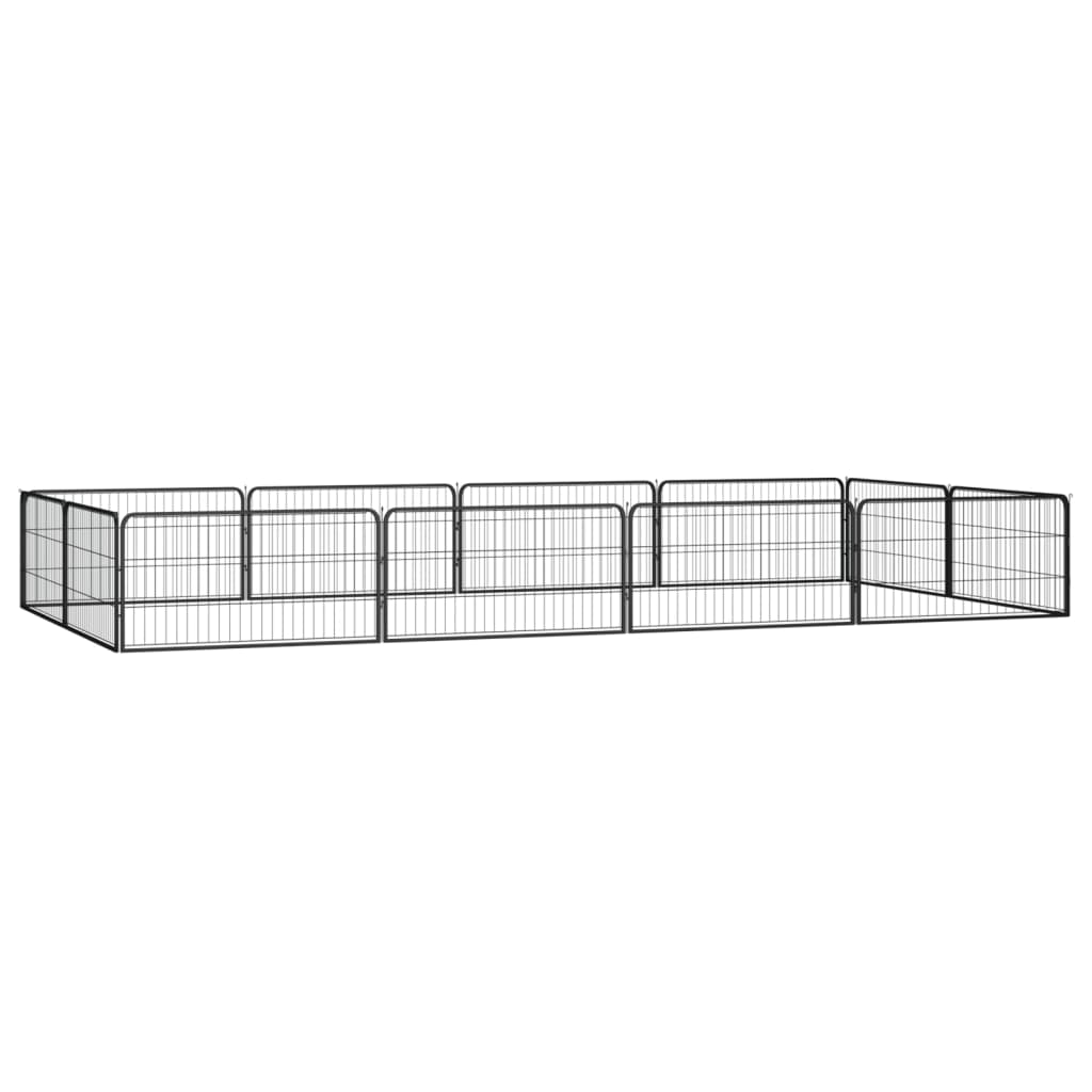 vidaXL Ohrádka pre psov 12 panelov čierna 100x50 cm práškovaná oceľ
