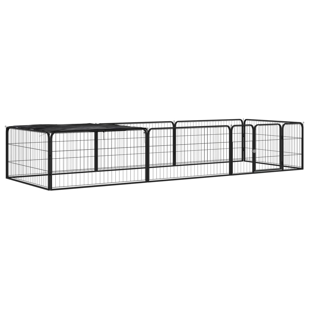 vidaXL Ohrádka pre psov 8 panelov čierna 100x50 cm práškovaná oceľ