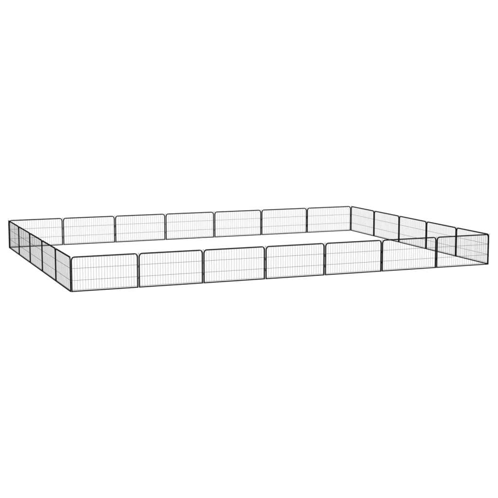 vidaXL Ohrádka pre psov 20 panelov čierna 100x50 cm práškovaná oceľ