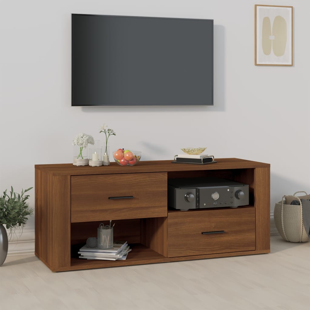 vidaXL TV skrinka hnedý dub 100x35x40 cm spracované drevo