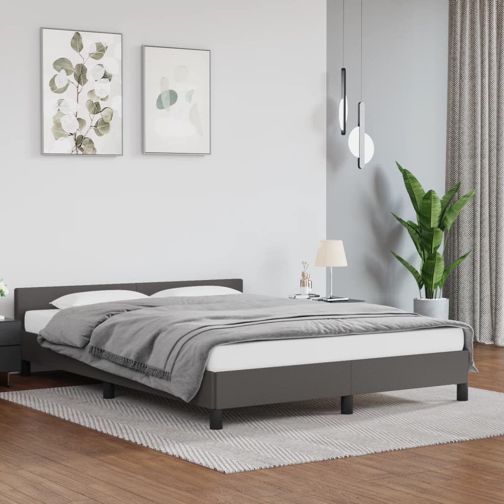vidaXL Posteľný rám s čelom sivý 140x190 cm umelá koža