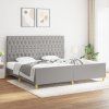 vidaXL Posteľný rám s čelom bledosivý 200x200 cm látka