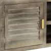 vidaXL TV stolík z masívneho mangovníkového dreva sivý a mosadzný 110x30x48 cm