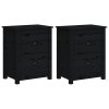 vidaXL Nočné stolíky 2 ks čierne 50x35x61,5cm masívne borovicové drevo