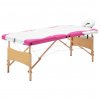vidaXL Skladací masážny stôl, 3 zóny, drevo, bielo ružový