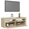 vidaXL TV skrinka s LED svetlami dub sonoma 120x35x40 cm