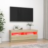 vidaXL TV skrinka s LED svetlami dub sonoma 100x35x40 cm