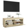 vidaXL TV skrinka s LED svetlami dub sonoma 100x35x40 cm