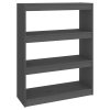 vidaXL Knižnica/deliaca stena sivá 80x30x103,5 cm masívna borovica