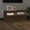 vidaXL TV skrinka s LED svetlami hnedý dub 90x35x40 cm