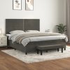 vidaXL Posteľný rám boxspring s matracom tmavosivý 180x200 cm zamat