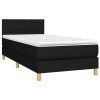 vidaXL Posteľný rám boxspring s matracom čierny 90x190 cm látka