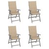 vidaXL Záhradné sklápacie stoličky 4 ks s podložkami akáciový masív