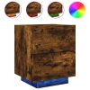 vidaXL Nočný stolík s LED svetlami dymový dub kompozitné drevo
