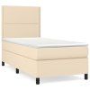 vidaXL Posteľný rám boxspring s matracom krémový 90x190 cm látka