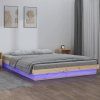 vidaXL Posteľný rám s LED 140x190 cm masívne drevo