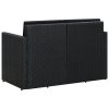 vidaXL 2-miestna záhradná pohovka s podložkami, čierna, polyratan