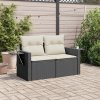 vidaXL Záhradná pohovka s vankúšmi 2-miestna čierna polyrattan