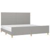 vidaXL Posteľný rám s čelom bledosivý 200x200 cm látka