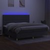 vidaXL Posteľ boxsping s matracom a LED tmavosivá 200x200 cm látka
