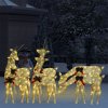 vidaXL Vianočné soby 6 ks zlaté teplé biele sieťovina