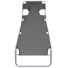 vidaXL Lehátko na opaľovanie s nastaviteľným operadlom a vankúšom, sivé