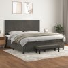 vidaXL Posteľný rám boxspring s matracom tmavosivý 200x200 cm zamat