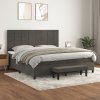 vidaXL Posteľný rám boxspring s matracom tmavosivý 200x200 cm zamat