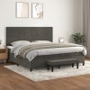 vidaXL Posteľný rám boxspring s matracom tmavosivý 200x200 cm zamat
