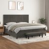 vidaXL Posteľný rám boxspring s matracom tmavosivý 200x200 cm zamat