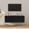 vidaXL 2-dielna súprava TV skriniek čierna kompozitné drevo