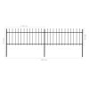 vidaXL Oceľový záhradný plot so špicatými vrchmi čierny 3,4-0,8 m