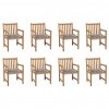 vidaXL Záhradné stoličky 8 ks, sivé kockované podložky, tíkový masív