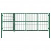 vidaXL Záhradná plotová brána so stĺpikmi 350x120 cm, oceľ, zelená