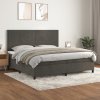 vidaXL Posteľný rám boxspring s matracom tmavosivý 200x200 cm zamat