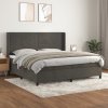 vidaXL Posteľný rám boxspring s matracom tmavosivý 200x200 cm zamat