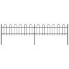 vidaXL Záhradný plot s oblúkovým zakončením, oceľ 3,4x0,6 m, čierny