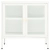 vidaXL Komoda biela 70x35x70 cm oceľ a sklo