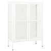 vidaXL Komoda biela 75x35x105 cm oceľ a sklo
