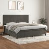 vidaXL Posteľný rám boxspring s matracom tmavosivý 200x200 cm zamat