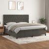 vidaXL Posteľný rám boxspring s matracom tmavosivý 200x200 cm zamat