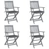 vidaXL Skladacie záhradné stoličky s podložkami 4 ks akáciový masív