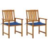 vidaXL Záhradné stoličky s podložkami 2 ks, akáciový masív