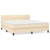 vidaXL Posteľný rám boxspring s matracom krémový 180x200 cm látka