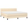 vidaXL Posteľný rám boxspring s matracom krémový 180x200 cm látka